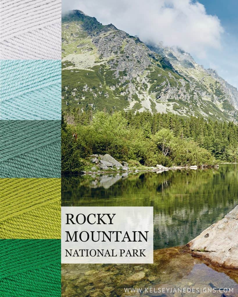 Find inspiration for your next knit or crochet project with the colors of Rocky Mountain National Park. Yarn: Paintbox Yarns 